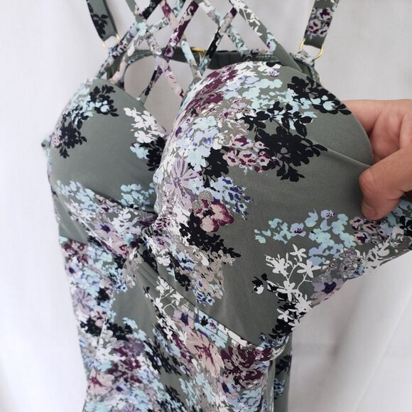 Ambrielle Woman Multicolor Strappy Push Up Top Piece Only Bathing Suit Size XL - Picture 8 of 13